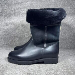 La Canadienne City Dry Boots Black Leather Suede Faux Fur Winter Womens 9 M